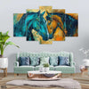 Abstract Black & Brown Horses Artwork (5 Panel) Animal Wall Art