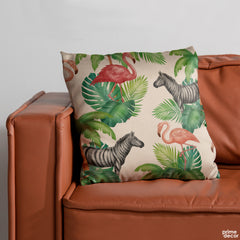 Flamingo & Zebra Leaves | Nordic Cushion #003 - Prime Décor