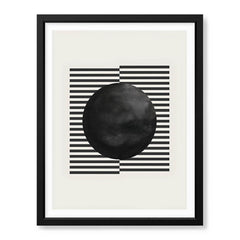 Black & Grey Moon With Lines | Abstract Office Artwork #003 - Prime Décor