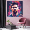 Lionel Messi In Abstract Paint Stokes Design (Single Panel) Square Wall Art