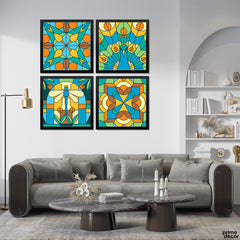 Colorful Stained Glass Style Design (4 Panel) Norddic Wall Art