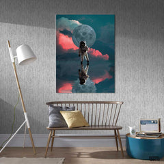 Astronaut Moon Space (Single Panel) Space Wall Art - Prime Décor