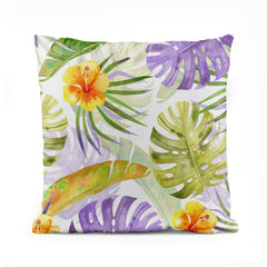 Light Purple & Green Leaves | Nordic Cushion #004 - Prime Décor