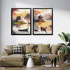 Chinese Style Boats With Pagoda In Background (2 Panel) Landscape Wall Art