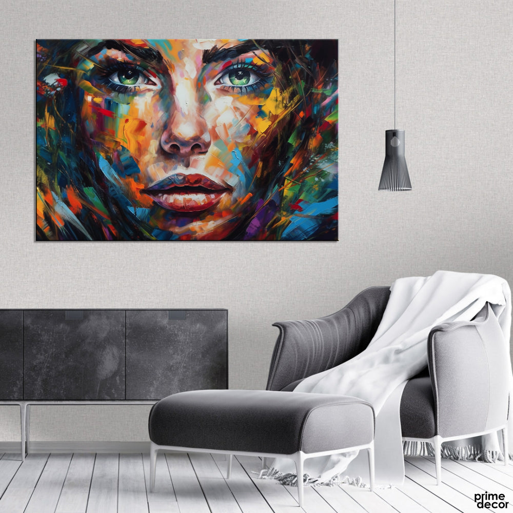 Green Eyed Beauty Acrylics Paint Strokes Style (Single Panel) Fashion Wall Art - Prime Décor