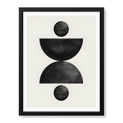 Black & Grey Geometric Moon Shape | Abstract Office Artwork #004 - Prime Décor