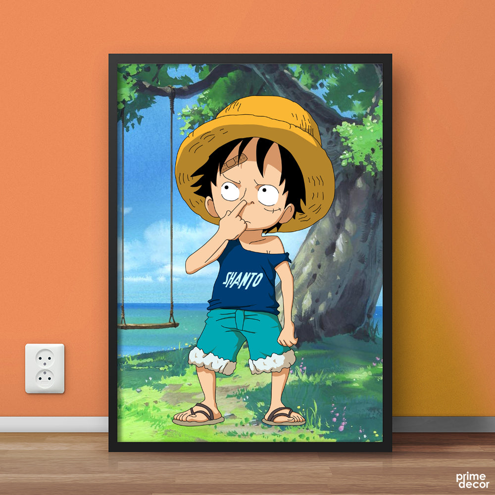 Monkey D Luffy Picking Nose Funny Poster | Anime Wall Art - Prime Décor