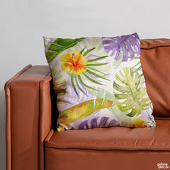 Light Purple & Green Leaves | Nordic Cushion #004 - Prime Décor
