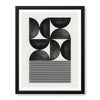 Black & Grey Geometric Shapes With Lines | Abstract Office Artwork #005