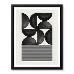 Black & Grey Geometric Shapes With Lines | Abstract Office Artwork #005 - Prime Décor