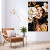 Beautiful Woman Face Artwork With White Flowers (Single Panel) Fashion Wall Art