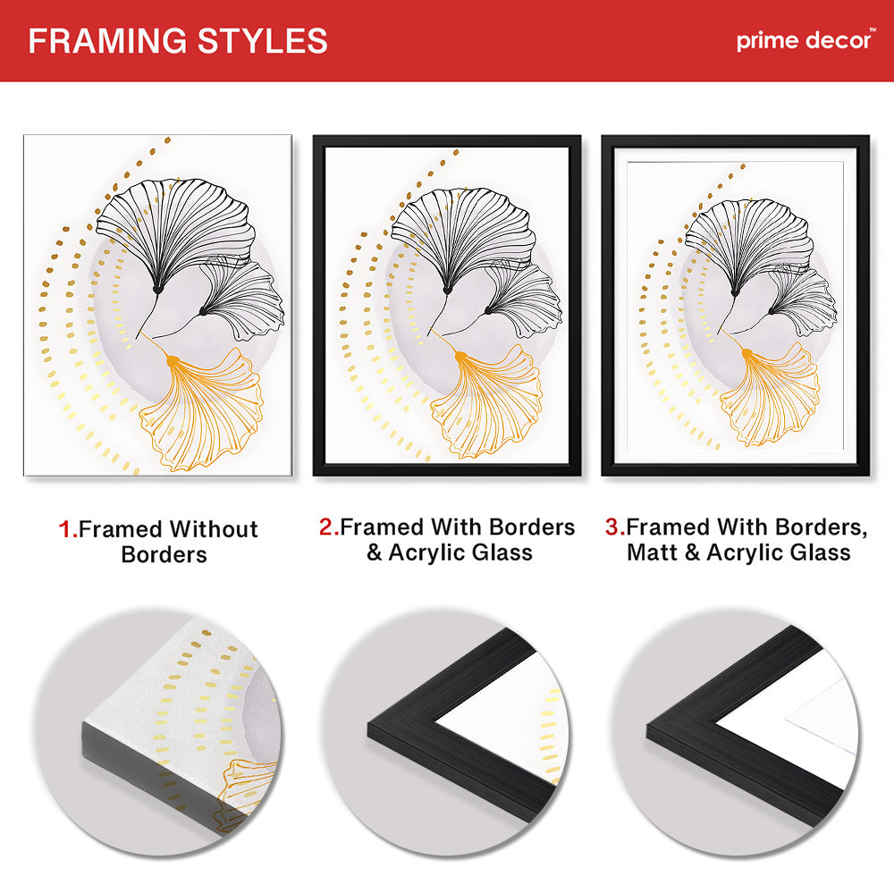 Black & Gold Line Flowers | Abstract Floral Artwork #006 - Prime Décor