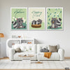 Cute Raccoon Napping Time Cartoon (3 Panel) Nursery Wall Art