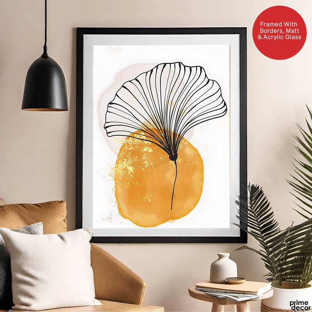 Black & Gold Line Flowers | Abstract Floral Artwork #007 - Prime Décor
