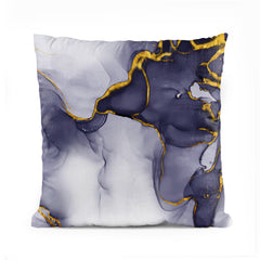 Purple Ink & Gold Marble | Abstract Cushion #008 - Prime Décor