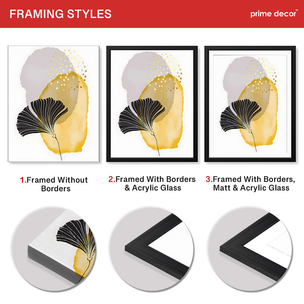Black Grey & Gold Line Flowers | Abstract Floral Artwork #008 - Prime Décor