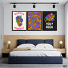 You Rock Purple Floral Tiger With Quotes (3 Panel) Motivational Wall Art