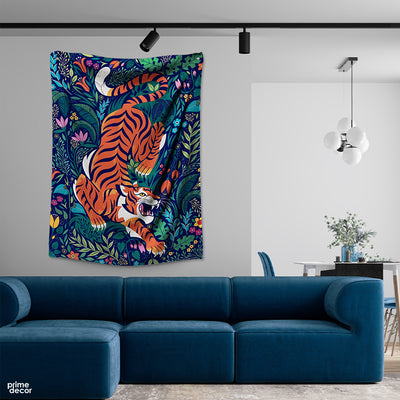 Abstract Tiger In The Forest | Animal Tapestry - Prime Décor