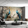 Exotic Peacocks Sitting on Floral Tree Branch | Floral Wallpaper Mural