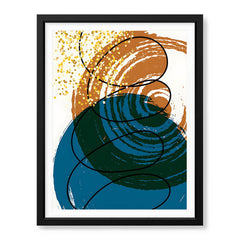 Sea Blue & Brown Abstract With Black Line | Abstract Office Artwork #009 - Prime Décor