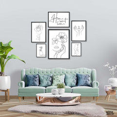 Black & White Line Art Setup (6 Panel) Wall Art - Prime Décor