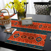 Navy & Persian Orange Native Floral Pattern | Table Runner and Placemat Set