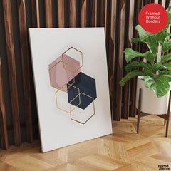 Blue & Beige Geometric Shapes Abstract Design | Abstract Office Artwork #00100 - Prime Décor