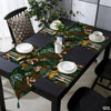 Mineral Green & Sepia Tropical Leaves Line Art Style | Table Runner and Placemat Set