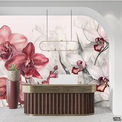 Merlot & White Macro Exotic Flowers | Floral Wallpaper Mural - Prime Décor