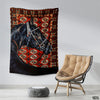 Black Horse With Red Cultural Background | Animal Tapestry