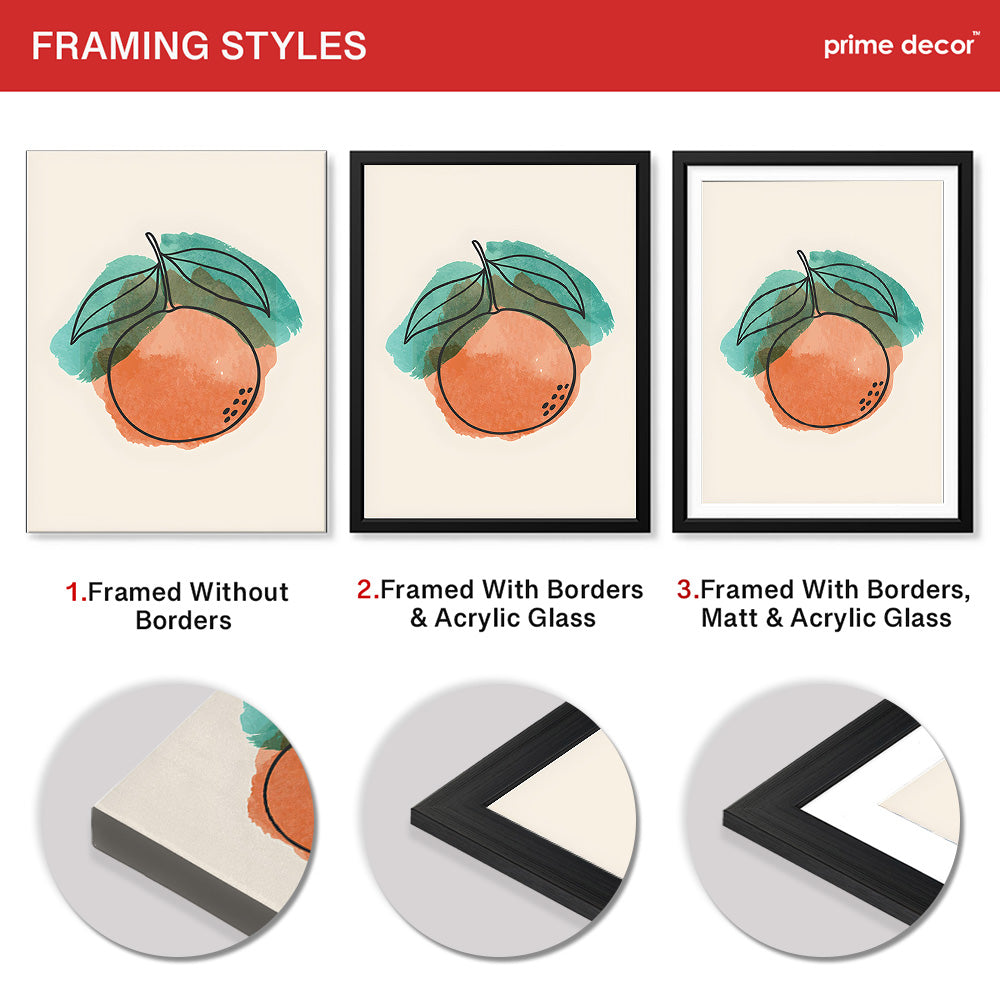 Orange & Green Paint Stroke Fruit Design | Abstract Food Artwork #00101 - Prime Décor