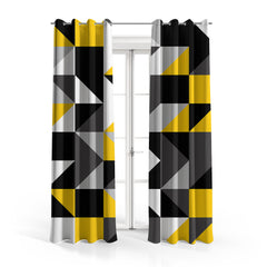 Black & Yellow Geometric Checks | Abstract Curtains #102 - Prime Décor
