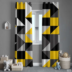 Black & Yellow Geometric Checks | Abstract Curtains #102 - Prime Décor