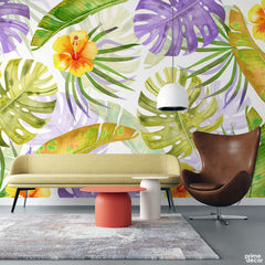 Summer Tropical Leaves Vibrant Colors | Floral Wallpaper Mural - Prime Décor
