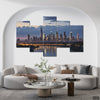 Skyscrapers Skyline Reflection Over The River (5 Panel) Architecture Wall Art