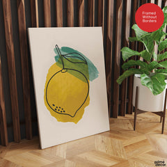 Gold & Green Paint Stroke Fruit Design | Abstract Food Artwork #00103 - Prime Décor