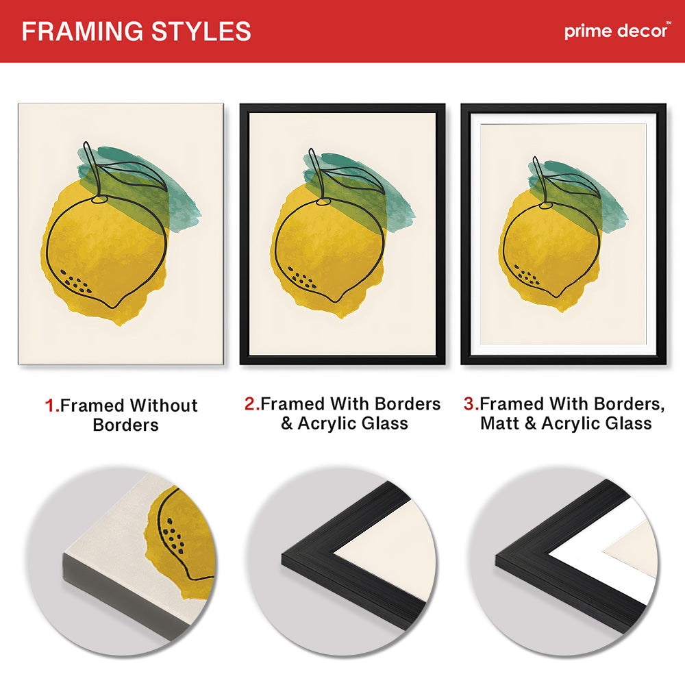 Gold & Green Paint Stroke Fruit Design | Abstract Food Artwork #00103 - Prime Décor