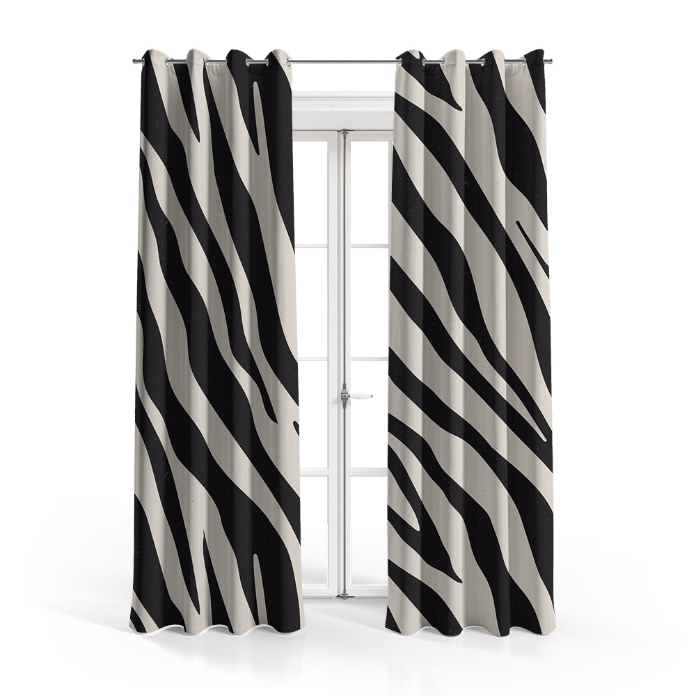 Monochrome Zebra Stripe Print | Abstract Curtains #104 - Prime Décor
