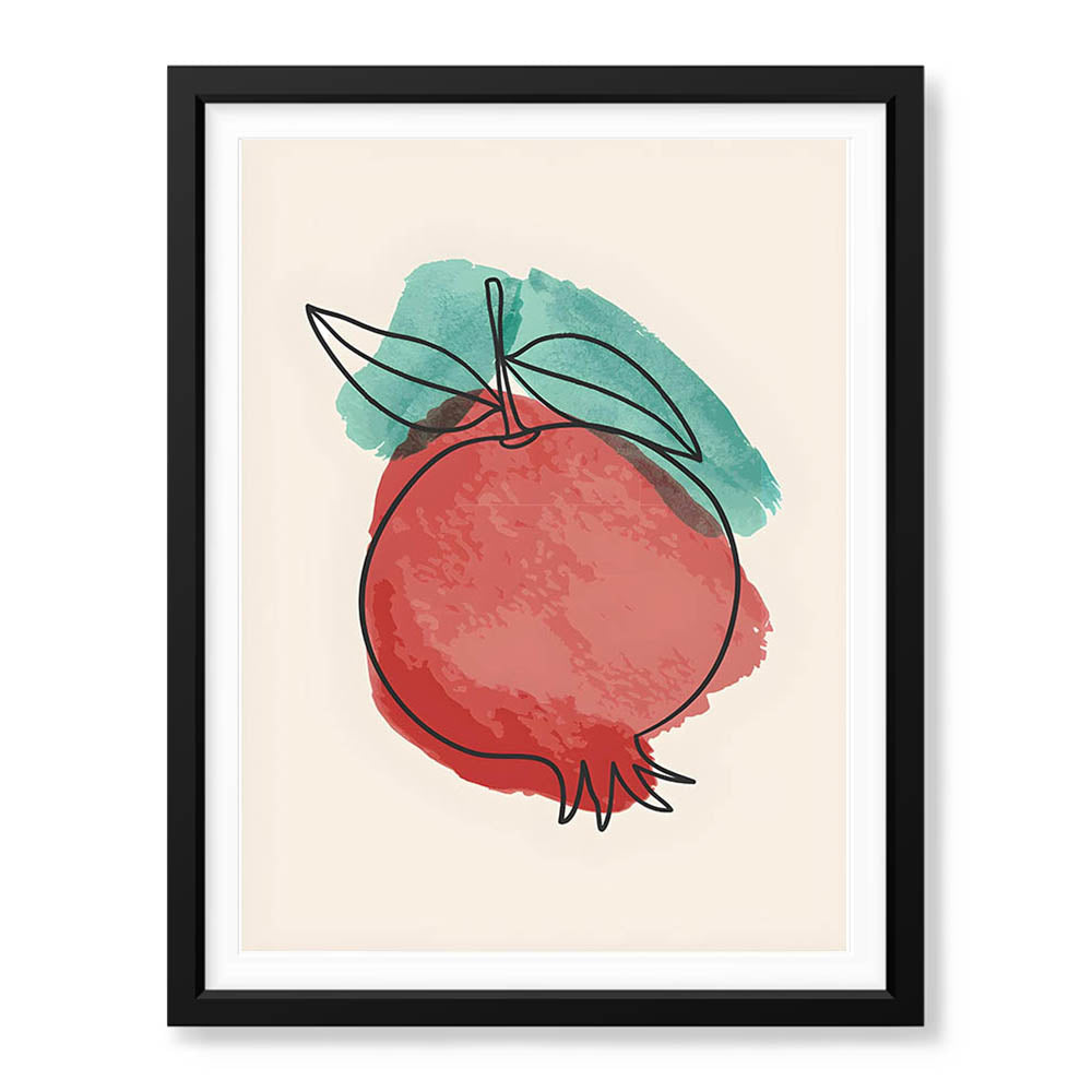 Red & Green Paint Stroke Fruit Design | Abstract Food Artwork #00104 - Prime Décor