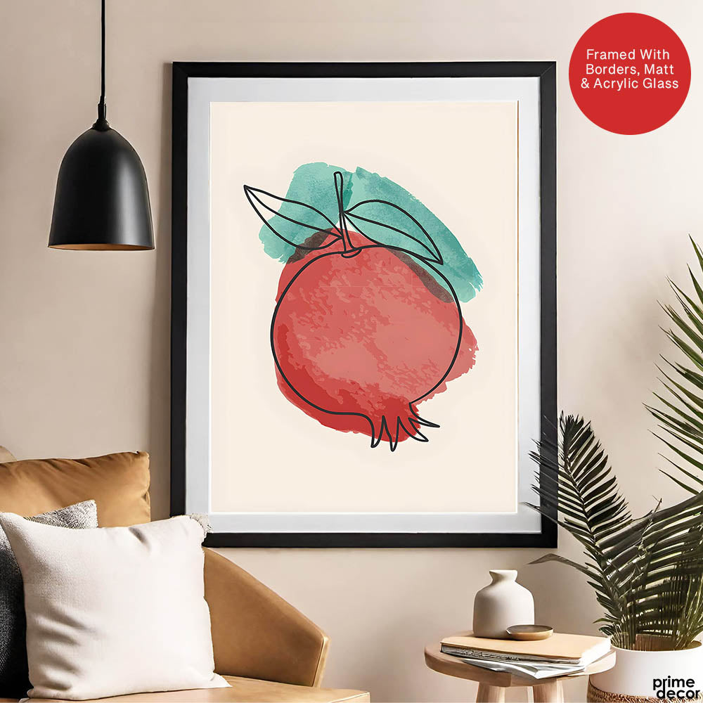 Red & Green Paint Stroke Fruit Design | Abstract Food Artwork #00104 - Prime Décor