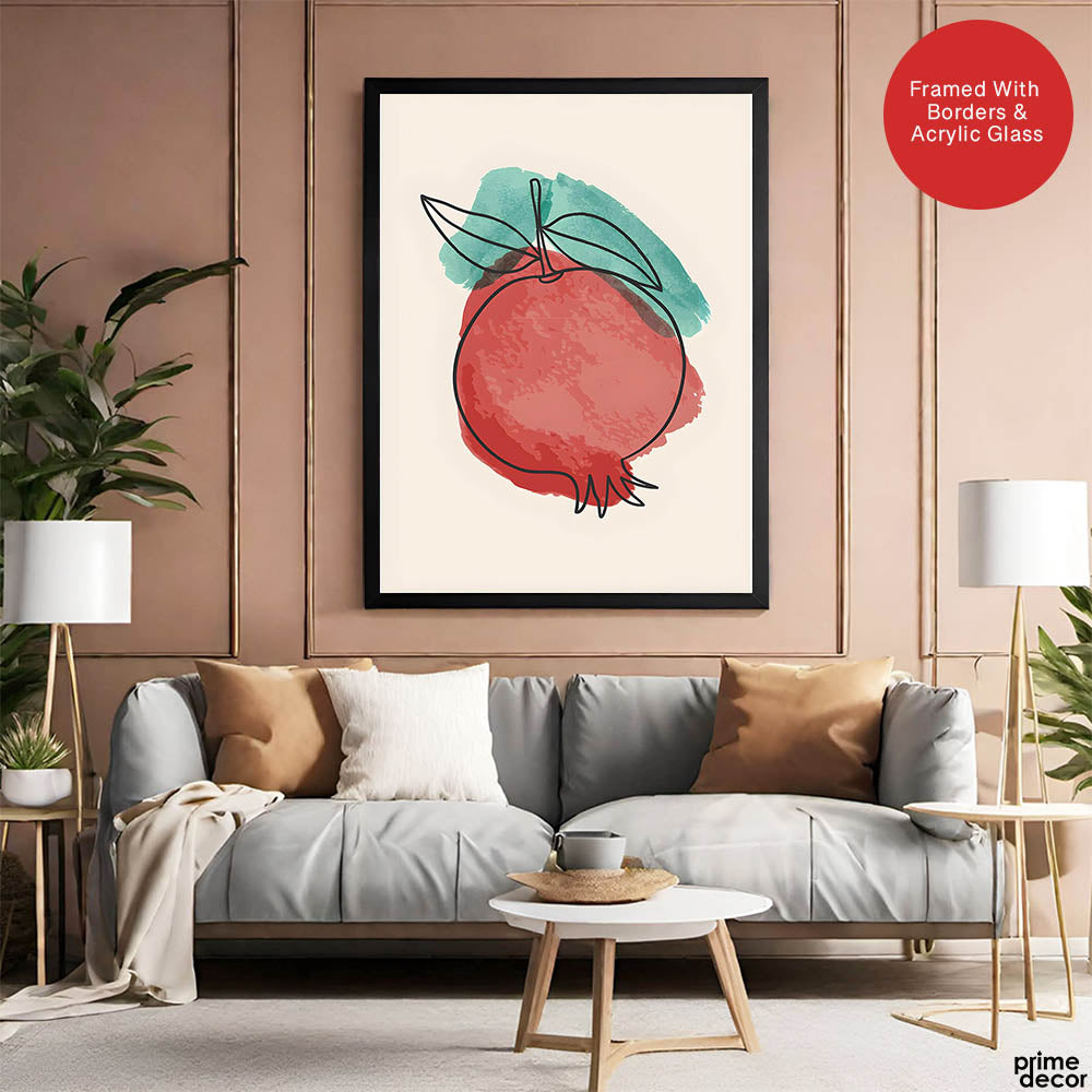 Red & Green Paint Stroke Fruit Design | Abstract Food Artwork #00104 - Prime Décor