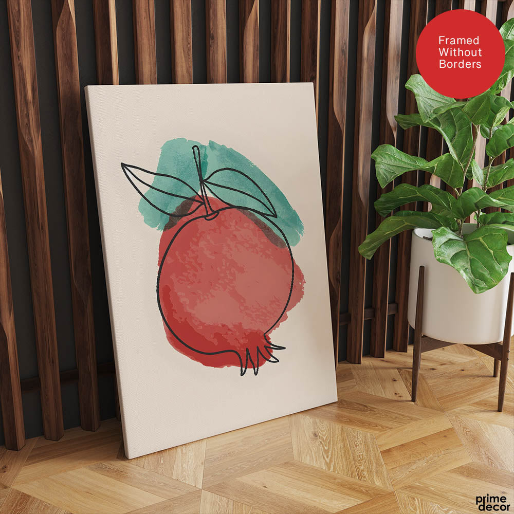 Red & Green Paint Stroke Fruit Design | Abstract Food Artwork #00104 - Prime Décor