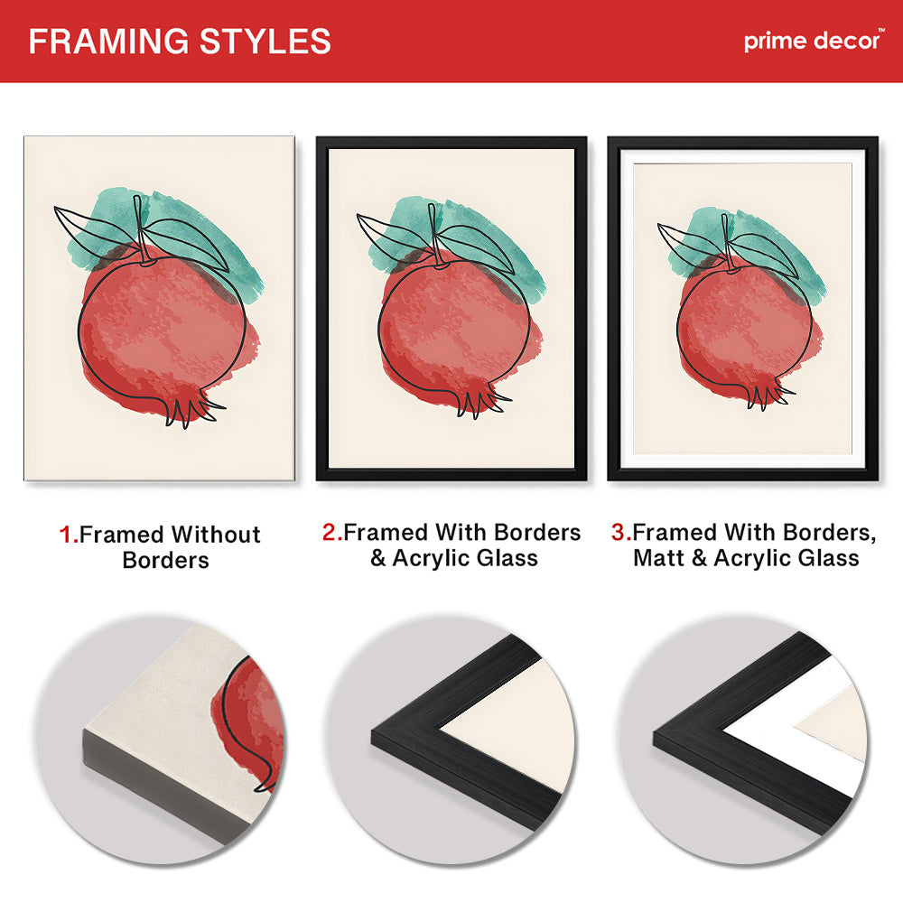 Red & Green Paint Stroke Fruit Design | Abstract Food Artwork #00104 - Prime Décor