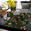 Mineral Green & Sepia Tropical Leaves Line Art Style | Table Runner and Placemat Set