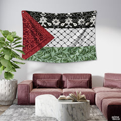 Beautiful Palestinian Flag With Resistance Symbols | Flag Tapestry - Prime Décor