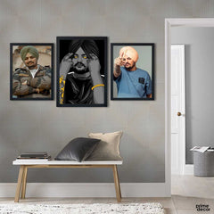 Sidhu Moose Wala Lovers (3 Panel) Figure Wall Art - Prime Décor