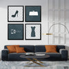 Gray & White Fashion Essentials On Polka Dots (4 Panel) Fashion Wall Art