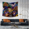 Green Eyed Turkish Girl In Cultural Dress Playing Rabab | Floral Tapestry