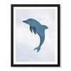 Blue Dolphin Over Silver Background | Abstract Animal Artwork #00107