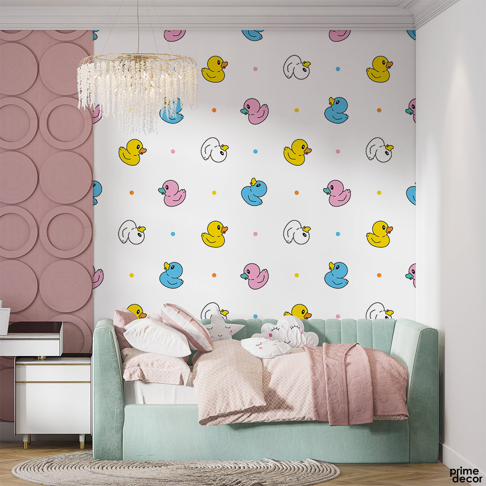 Pastel Rubber Ducks Pattern | Nursery Wallpaper Mural - Prime Décor